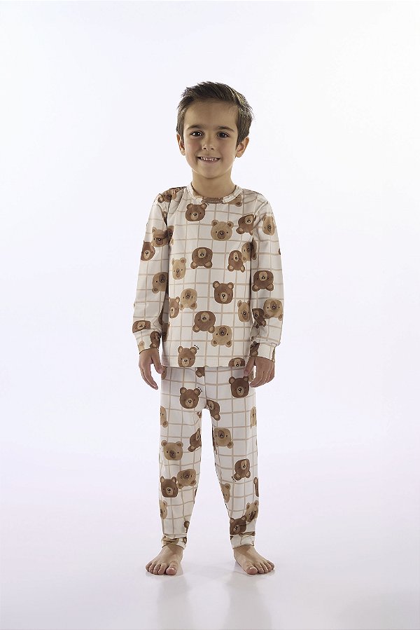 Pijama Unissex Blusa e Calça em Malha Térmica Ursinhos Up Baby