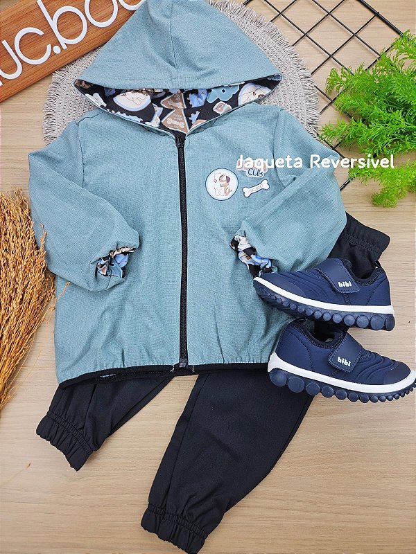 Conjunto Jaqueta Manga Longa E Calca Verde Mar Lucboo