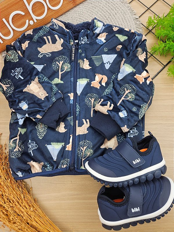 Jaqueta Reversível Em Fleece Luxo E Pelo Carneirinho Marinho Lucboo