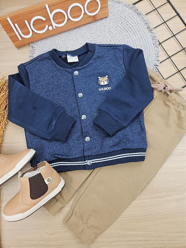 Jaqueta Manga Longa E Calça Jogger Marinho Lucboo
