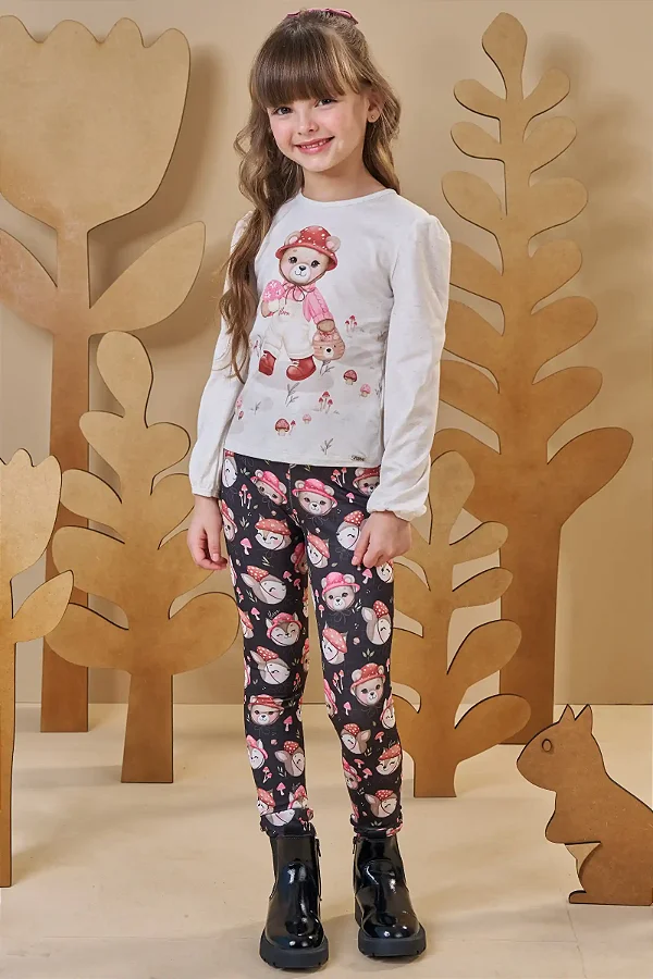 Calça Legging em Termoskin Peluciado Infanti Infantil Menina