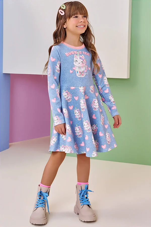 Vestido em Fly Tech Infanti Infantil Menina