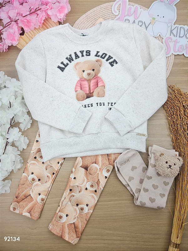 Conjunto De Blusão Em Moletom Com Pelúcia E Calça Legging Em Termoskin Peluciado