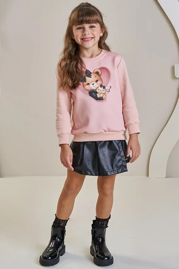 Blusão em Moletom com Pelúcia Infanti Infantil Menina