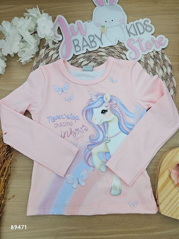 Blusa Em Cotton Rosa Claro Infanti