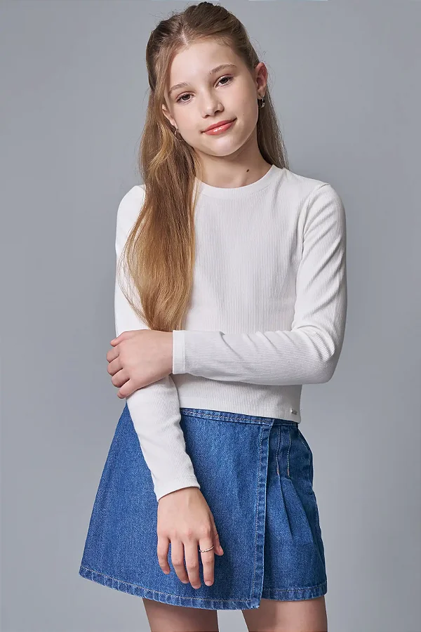 Blusa Boxy Em Canelado Liz Off White Lilimoon