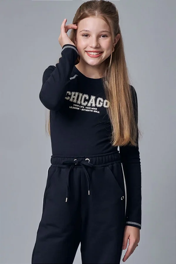 Blusa Em Cotton Preto Lilimoon