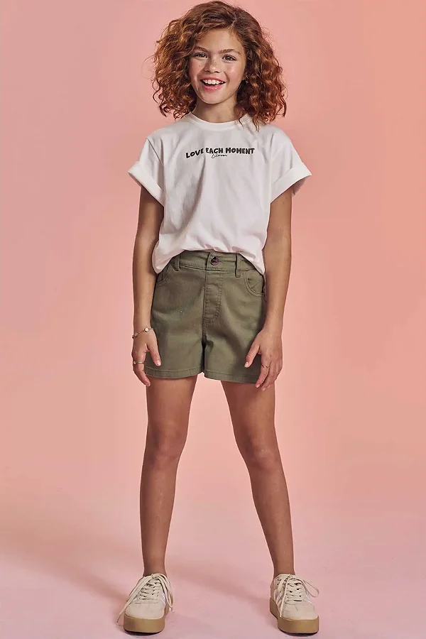 Shorts Em Sarja Com Elastano Verde Hunter Lilimoon