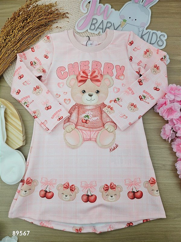 Vestido Cerejinhas em fly Tech Kukiê