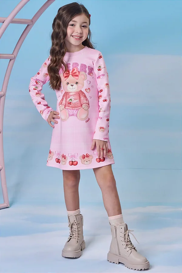 Vestido Em Fly Tech Rosa Claro Kukiê