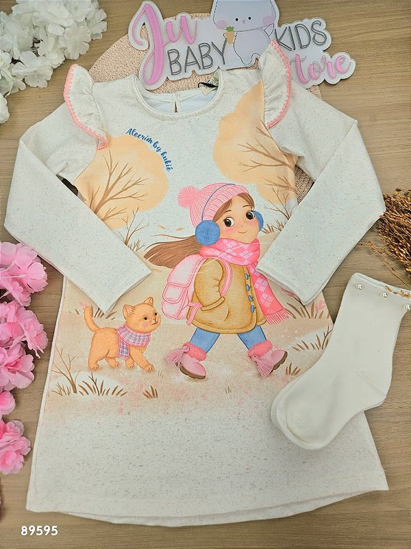 Vestido Em Molecotton Bege Claro Kukiê