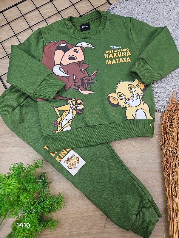 Conjunto Blusão e Calça Rei Leão Verde Militar Fakini