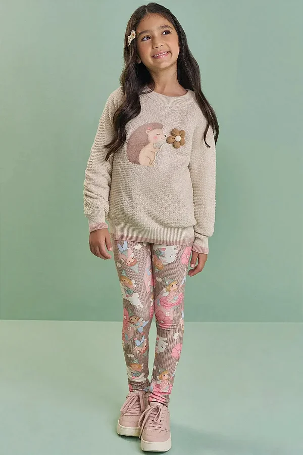 Calça Legging em Molecotton Kukiê Infantil Menina