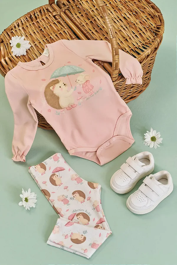 Body em Cotton Kukiê Bebê Menina