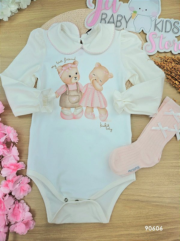 Body em Cotton Kukiê Bebê Menina
