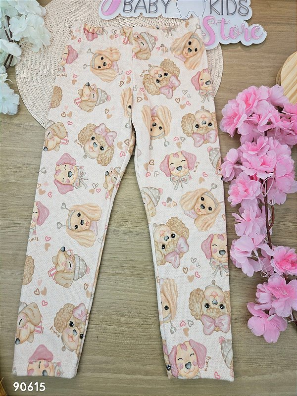 Calça Legging em Fleece Luxo Kukiê Bebê Menina