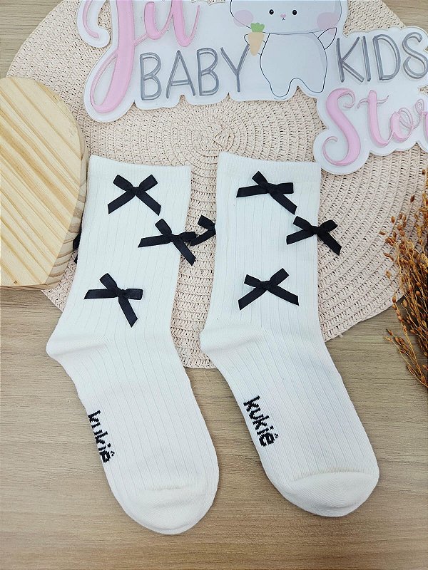 Meia Cano Medio Off White - P 25 a 29 Kukiê