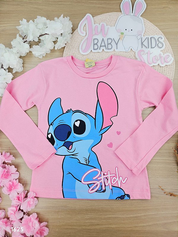 Blusa Manga Longa Stitch Rosa Fakini