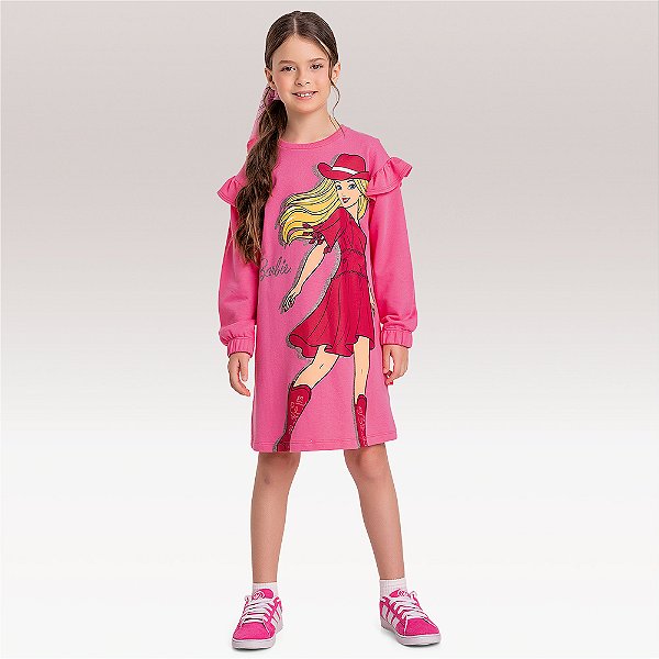 Vestido Manga Longa Barbie Fakini