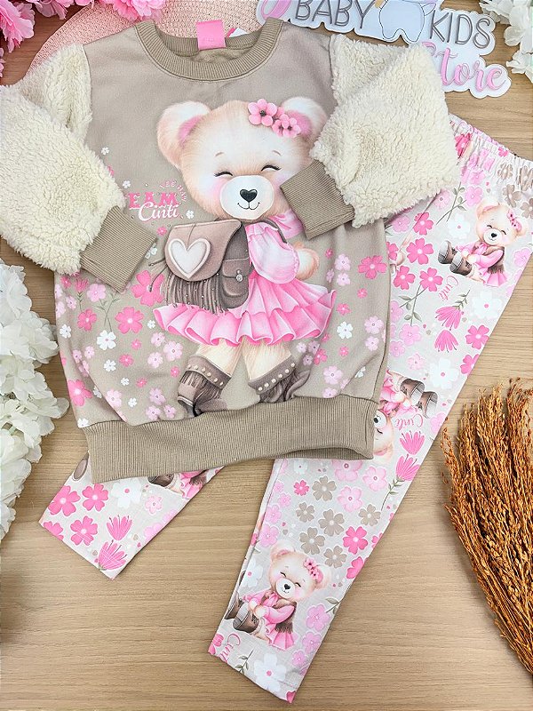 Conjunto De Blusão Peluciado E Legging Suplex Peluciada Cinti