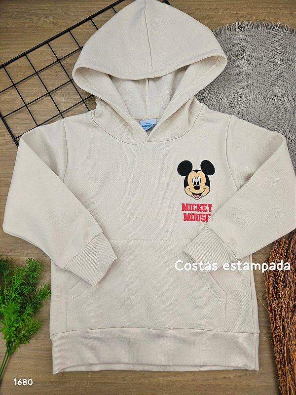 Blusão com Capuz em Moletom Peluciado Mickey Disney Fakini