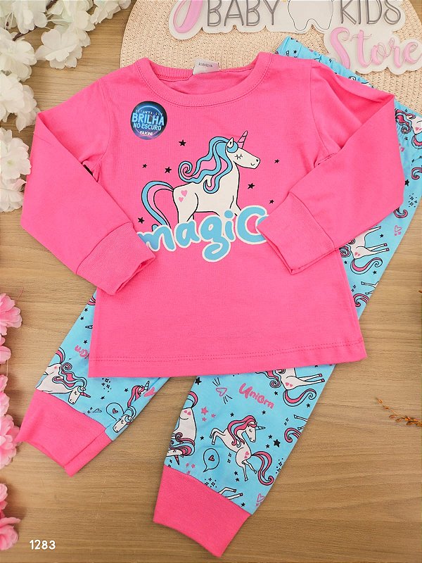 Conjunto blusa e calça de pijama em malha 100% algodão feminino Fakini