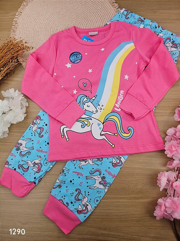 Conjunto blusa e calça de pijama em malha 100% algodão feminino Fakini