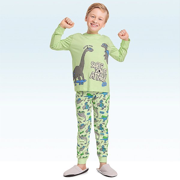 Conjunto de pijama camiseta e calça em malha 100% algodão masculino Fakini