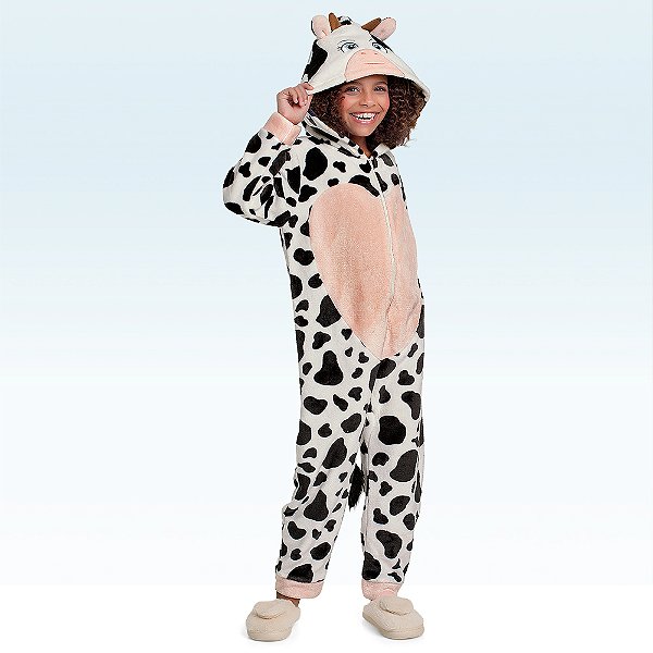 Kigurumi em tecido 100% poliéster feminino Fakini