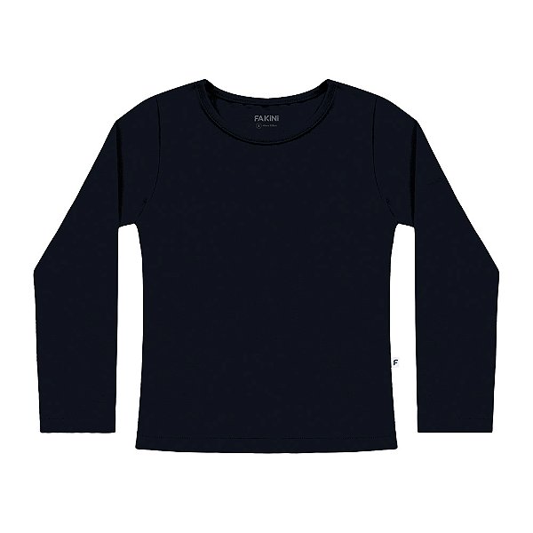 Blusa em malha 92% algodão 8% elastano Preto feminina Fakini