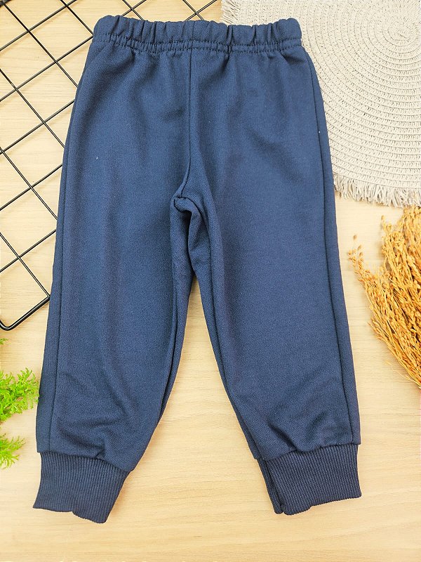Calça em moletom sem felpa Azul Escuro Bee Loop