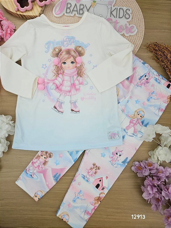 Conjunto blusa manga longa e legging natural rosa iogurte Cinti