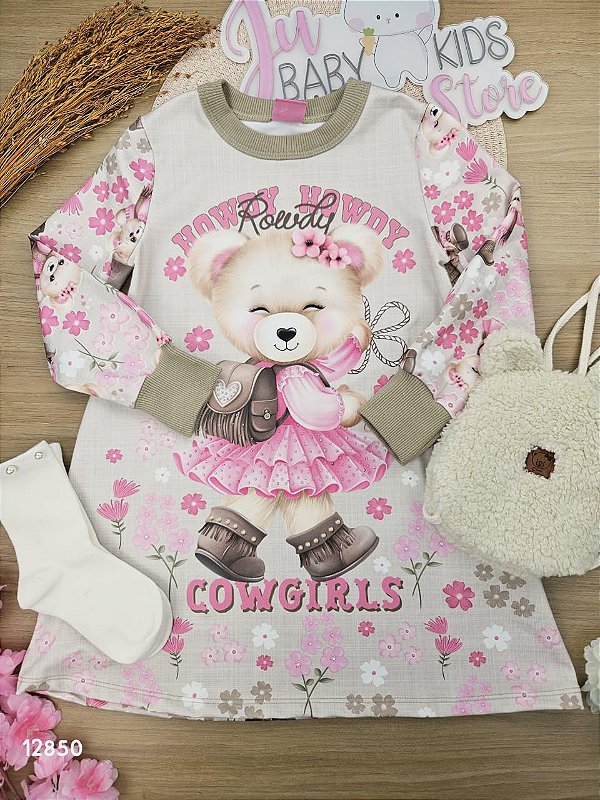 Vestido em Suplex Térmico Peluciado Acompanha Bolsa Cowgirl Cinti