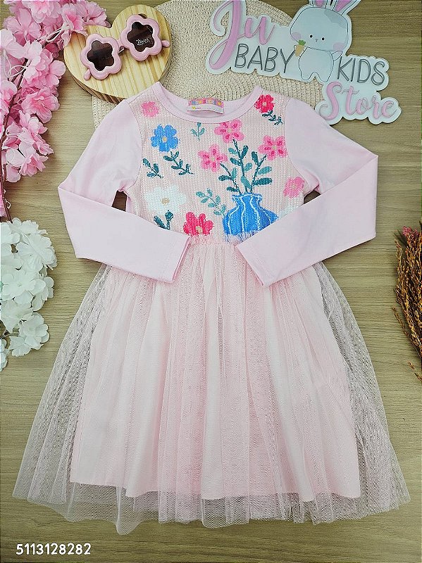 Vestido Manga Longa A Cotton MS Inv26 282 Mon Sucré