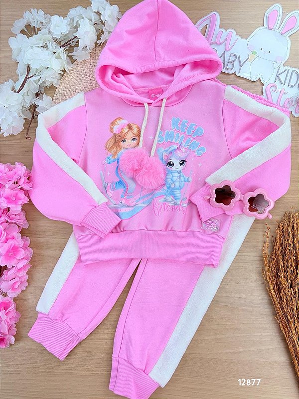Conjunto Blusão e Calça Rosa Iogurte Cinti