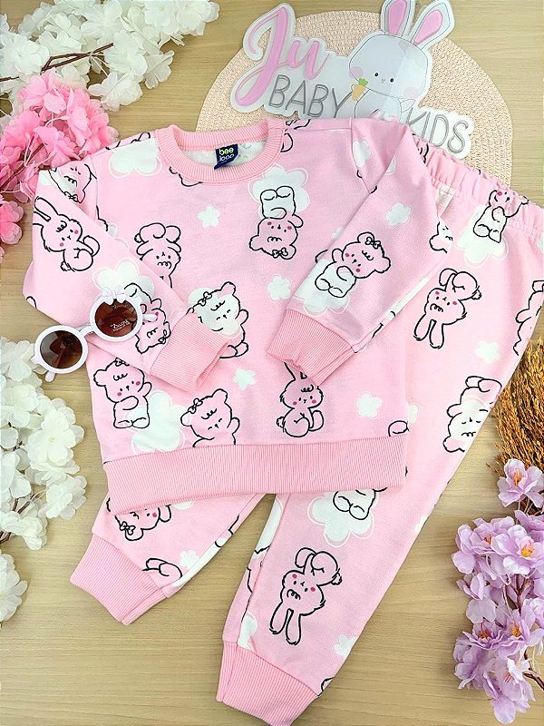 Conjunto Blusão e Calça Moletom Sem Felpa - Bee Loop