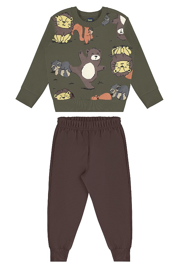 Conjunto Blusão e Calça em Moletom / Verde Kalamata - Bee Loop