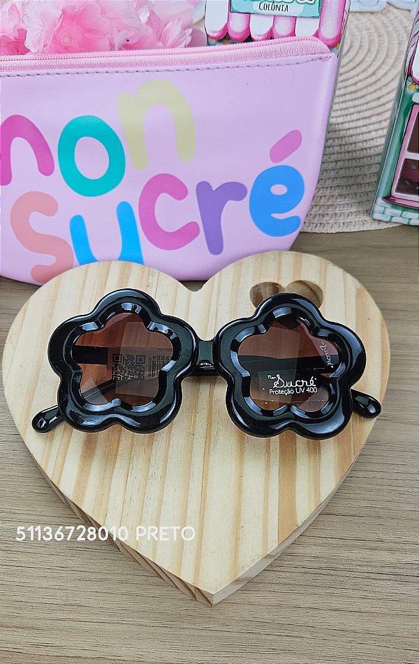 Óculos Flor Preto 2026 Mon Sucré