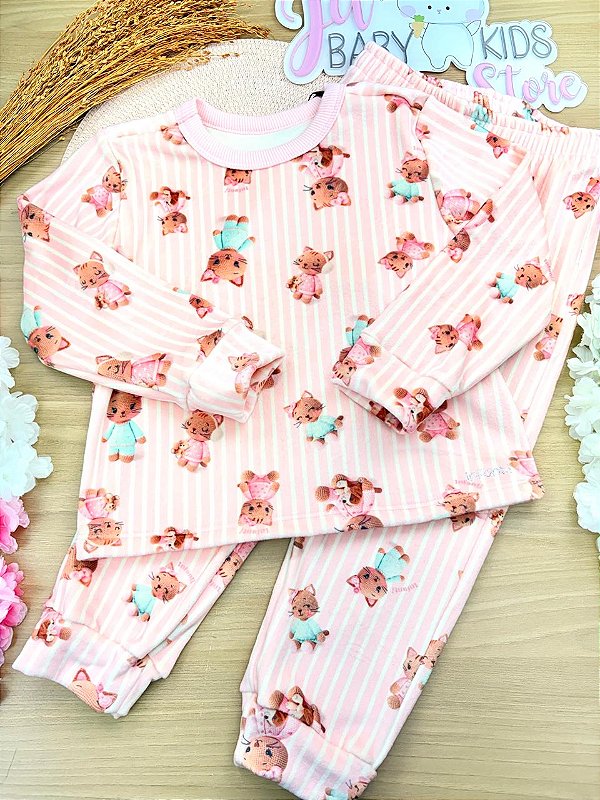 Conjunto de Pijama de Blusão e Calça em Fleece Luxo Infanti Infantil Menina