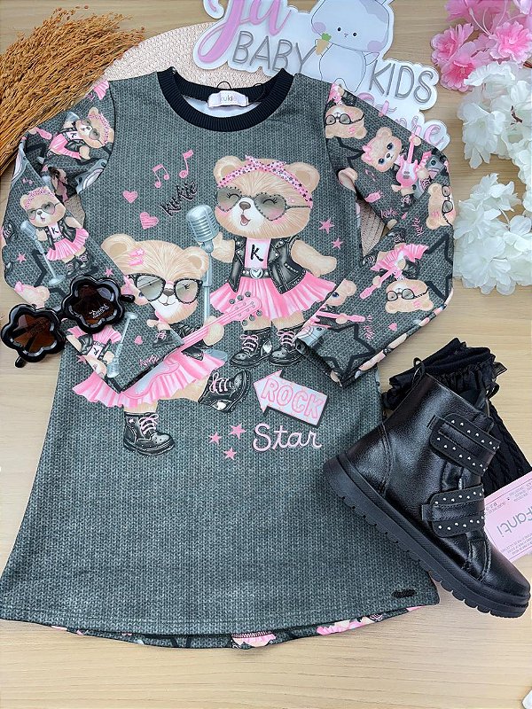Vestido em Termoskin Peluciado Kukiê Infantil Menina