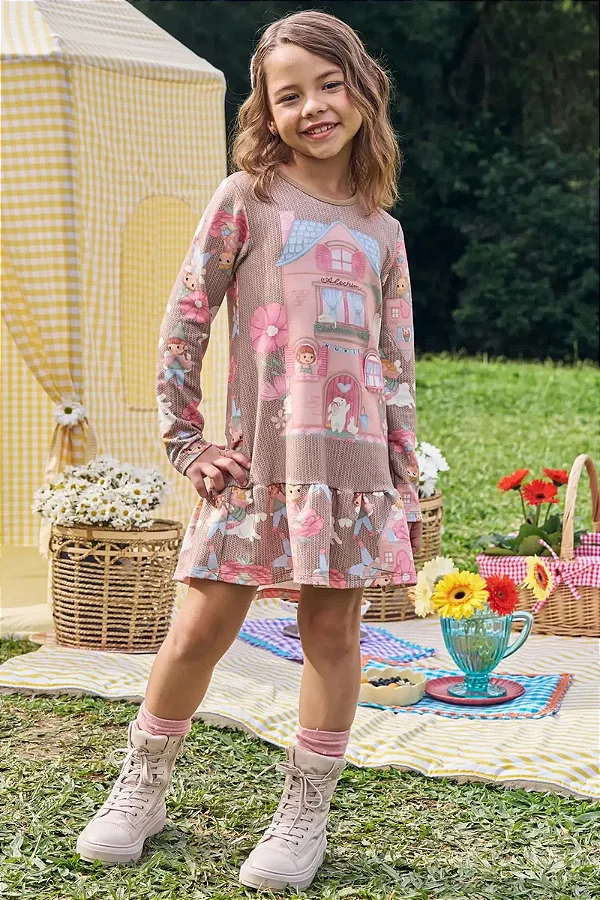 Vestido em Molecotton Kukiê Infantil Menina