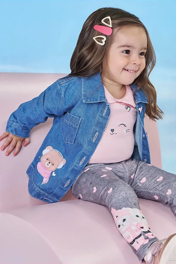 Jaqueta em Jeans Arkansas Kukiê Infantil Menina