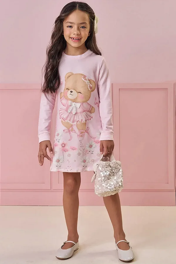 Vestido em Molecotton Kukiê Infantil Menina