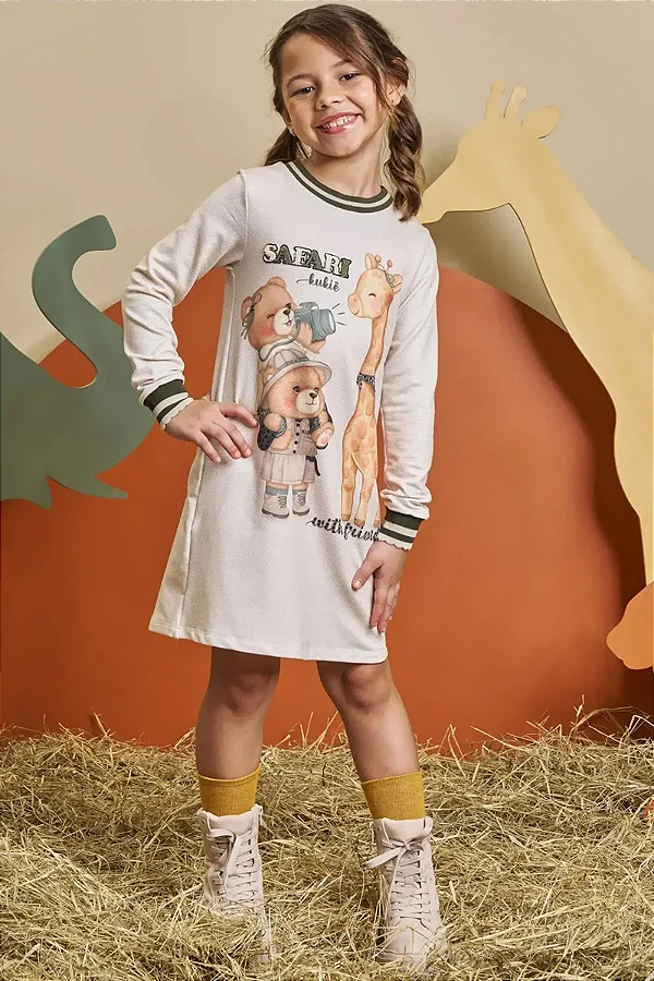 Vestido em Molecotton Kukiê Infantil Menina