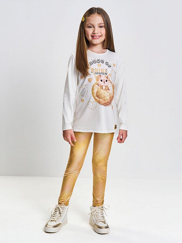 Conjunto Menina Capivara Glow Metalizado Cinti