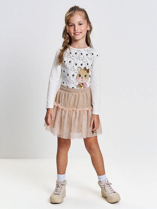 Conjunto Menina Tule Capivara Brilho Cinti