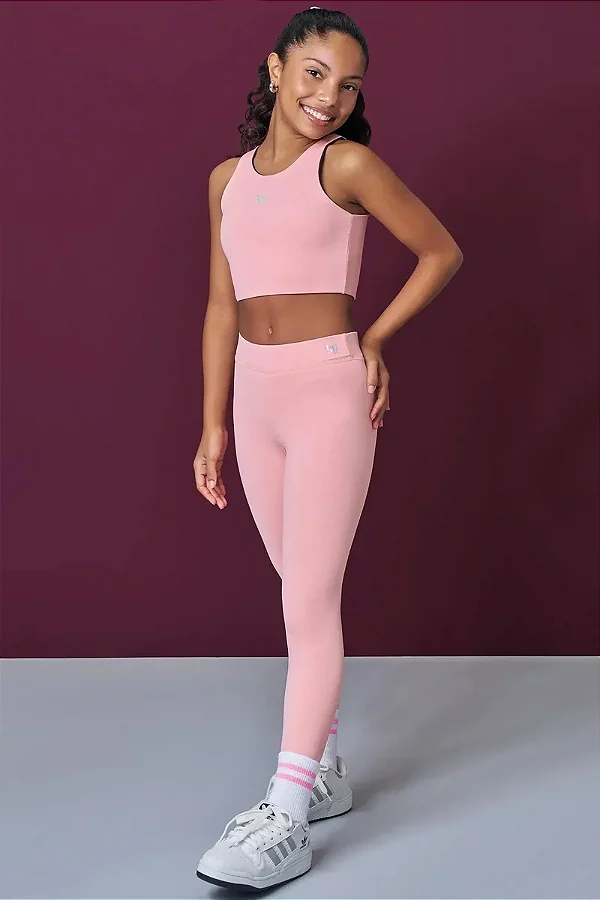 Calça Legging em Poliamida Rosa Lilimoon Teen Menina
