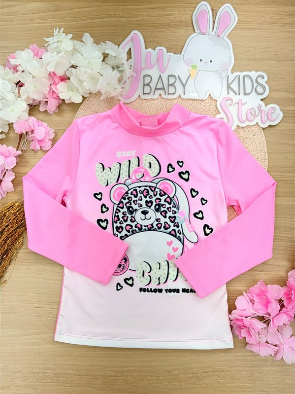 Blusa Menina em Malha Térmica WILD CHILD Rosa Cinti