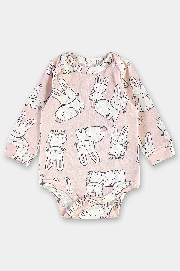 Body Manga Longa em Suedine Coelhinho Up Baby