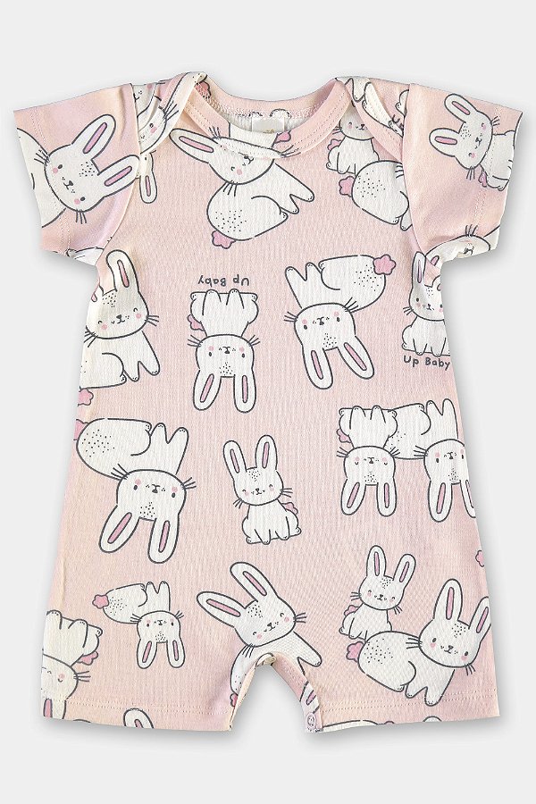 Macaquinho Manga Curta em Suedine Coelhinho Up Baby